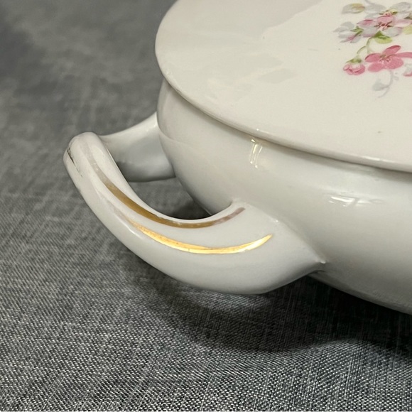 Victoria Austria Vintage Oval Pink Flowers Serving Bowl - Picture 6 of 9